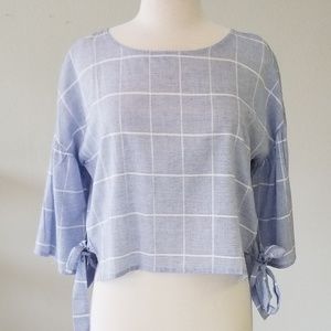 Blue and White Squared Top